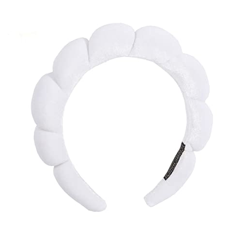 White Color Puffy Spa Makeup Headband – Soft Absorbent Skincare Wrap