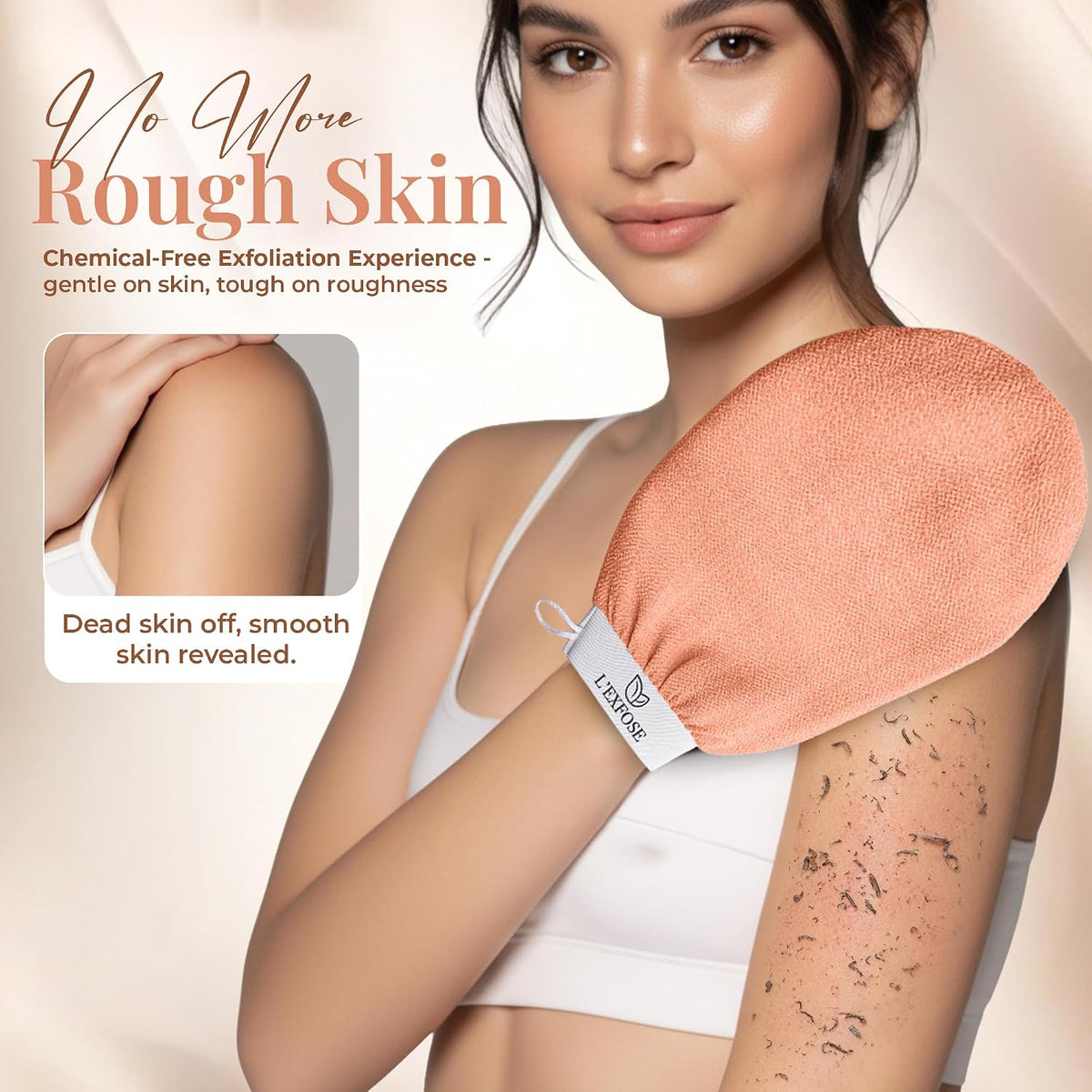 Kessa Exfoliating Shower Gloves - 100% Natural Viscose, Set of 2