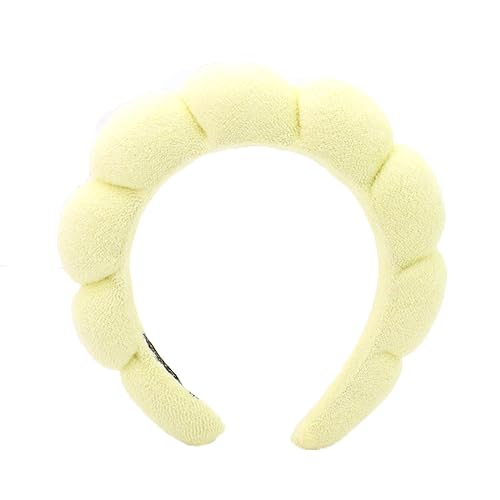 Yellow Color Puffy Spa Makeup Headband – Soft Absorbent Skincare Wrap