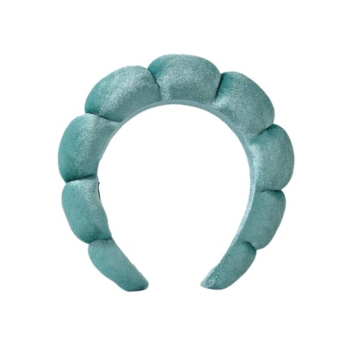 Dark Green Color Puffy Spa Makeup Headband – Soft Absorbent Skincare Wrap
