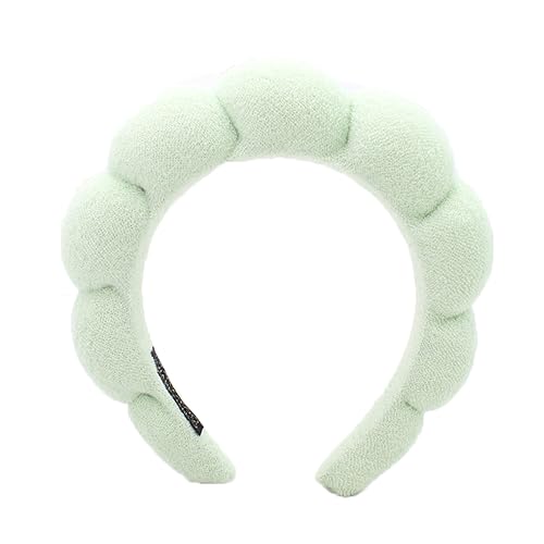 Green Color Puffy Spa Makeup Headband – Soft Absorbent Skincare Wrap