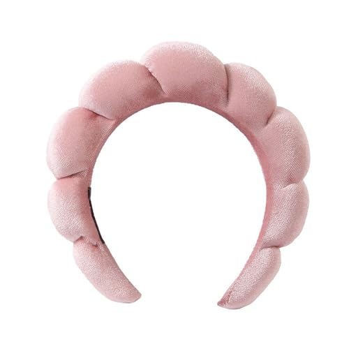 Dusty Pink Color Puffy Spa Makeup Headband – Soft Absorbent Skincare Wrap