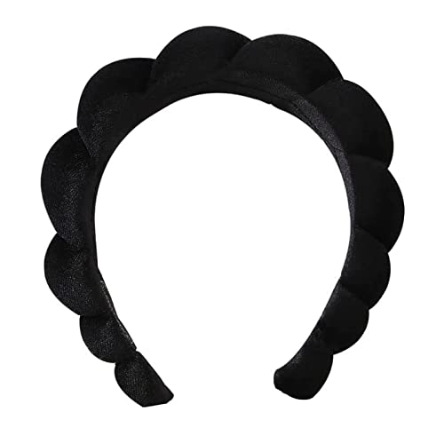 Black Color Puffy Spa Makeup Headband – Soft Absorbent Skincare Wrap