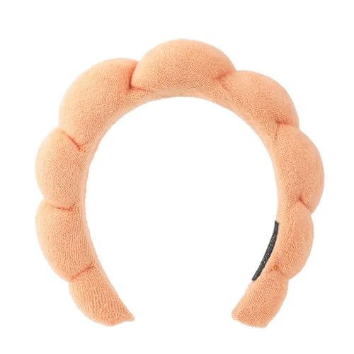 Orange Color Puffy Spa Makeup Headband – Soft Absorbent Skincare Wrap