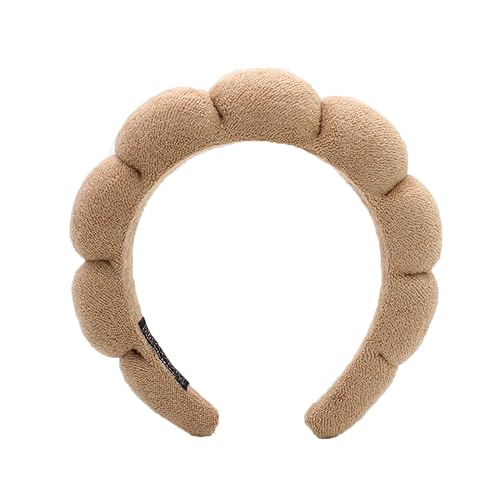 Brown Color Puffy Spa Makeup Headband – Soft Absorbent Skincare Wrap