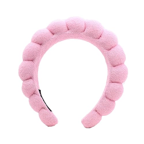 Dark Pink Color Puffy Spa Makeup Headband – Soft Absorbent Skincare Wrap