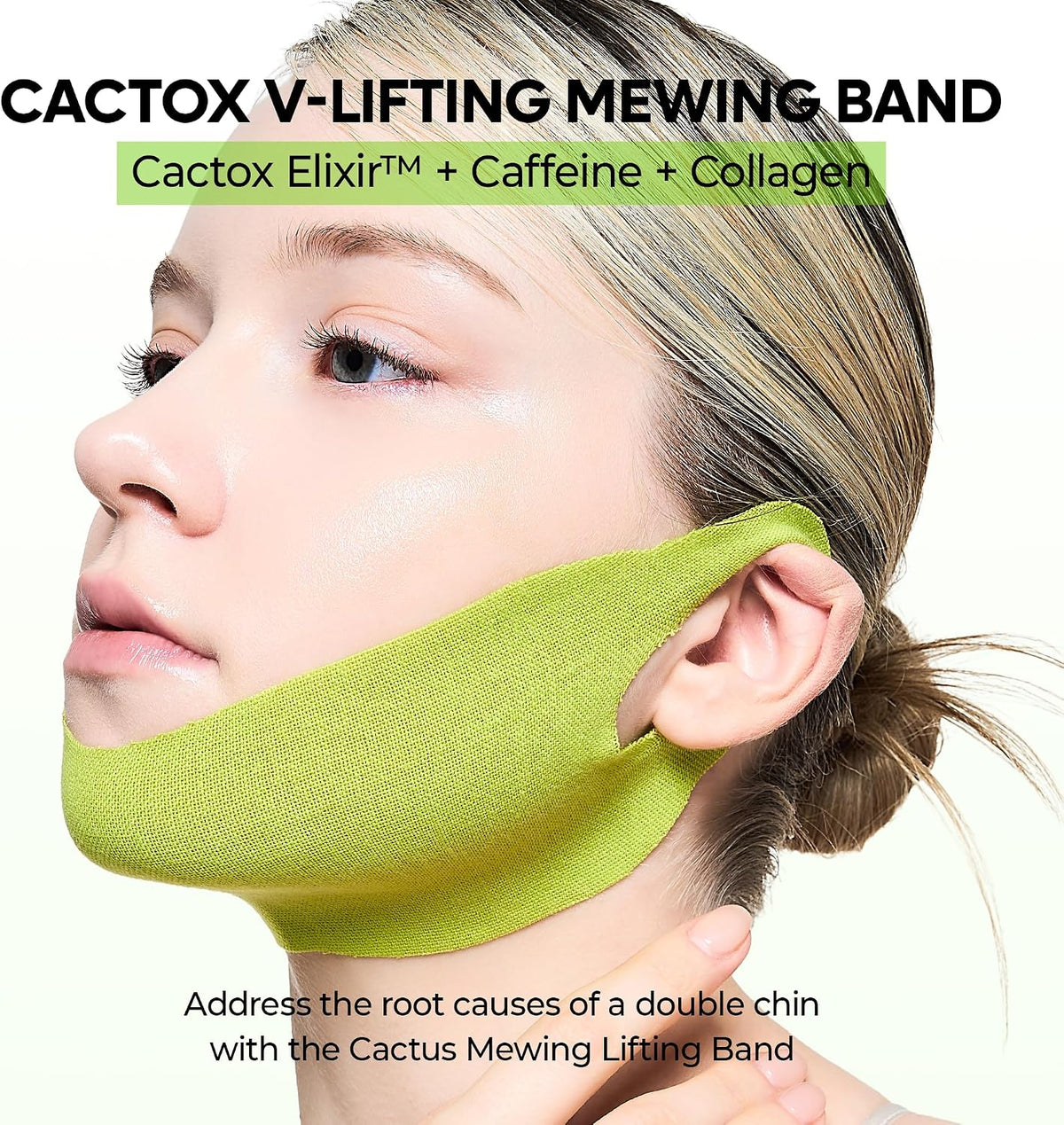 Cactox V-Lifting Mewing Band with Cactus Extract for Cooling, Puffiness Reduction, and Pore Tightening for Enhanced Skin Repair