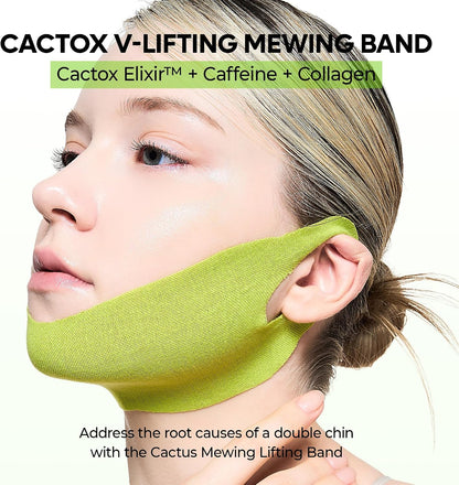 Cactox V-Lifting Mewing Band with Cactus Extract for Cooling, Puffiness Reduction, and Pore Tightening for Enhanced Skin Repair