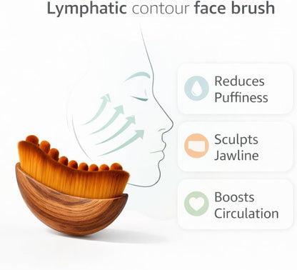 Lymphatic Drainage Brush Set for Facial Contouring and Stress Relief, Ergonomic Massager for Jawline and Cheek Enhancement, Anti-Puffiness Detox Tool