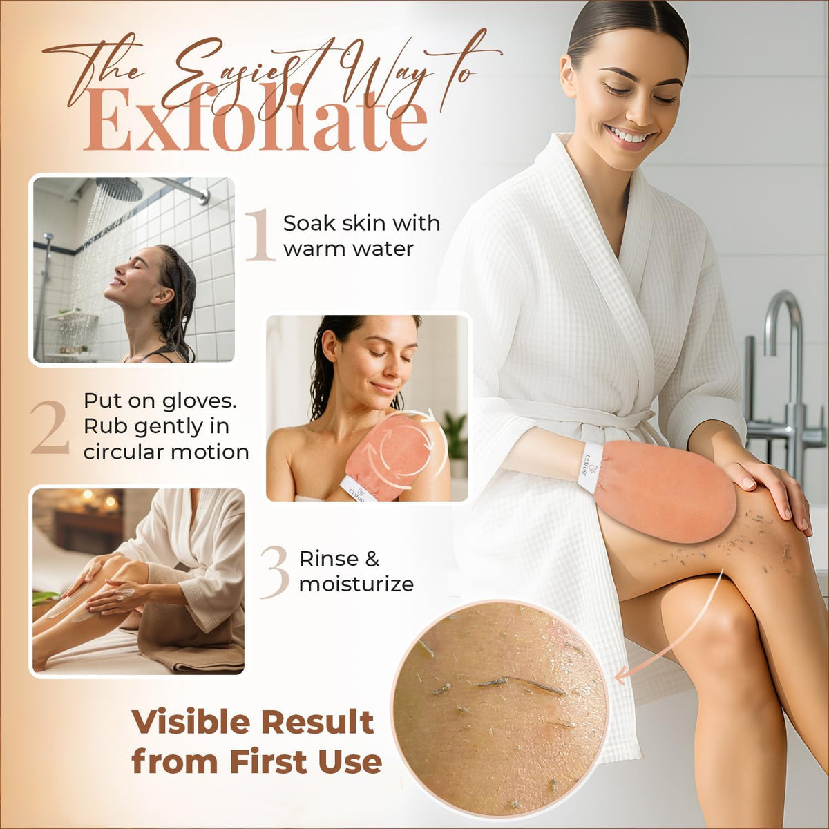 Kessa Exfoliating Shower Gloves – Natural Viscose 2-Pack