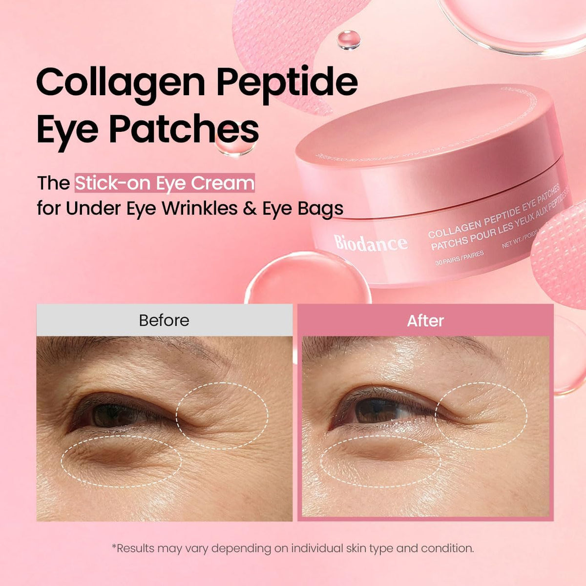 Collagen Peptide Hydrogel Eye Patches – 60 Count